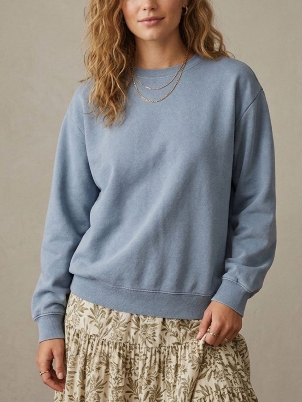 🟣 Sz S H&M Relaxed Fit Cotton Blend Stone Grey Sweater